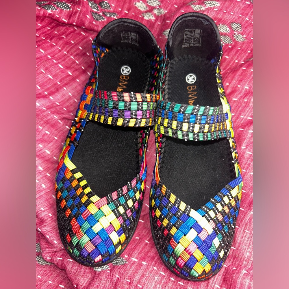 Girls Colorful Woven Mary Jane Flats NWOT